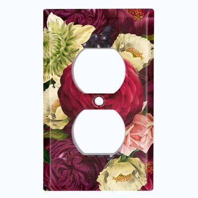 Metal Light Switch Plate Outlet Cover (Rose Red Zoom - Single Duplex) - Image 0