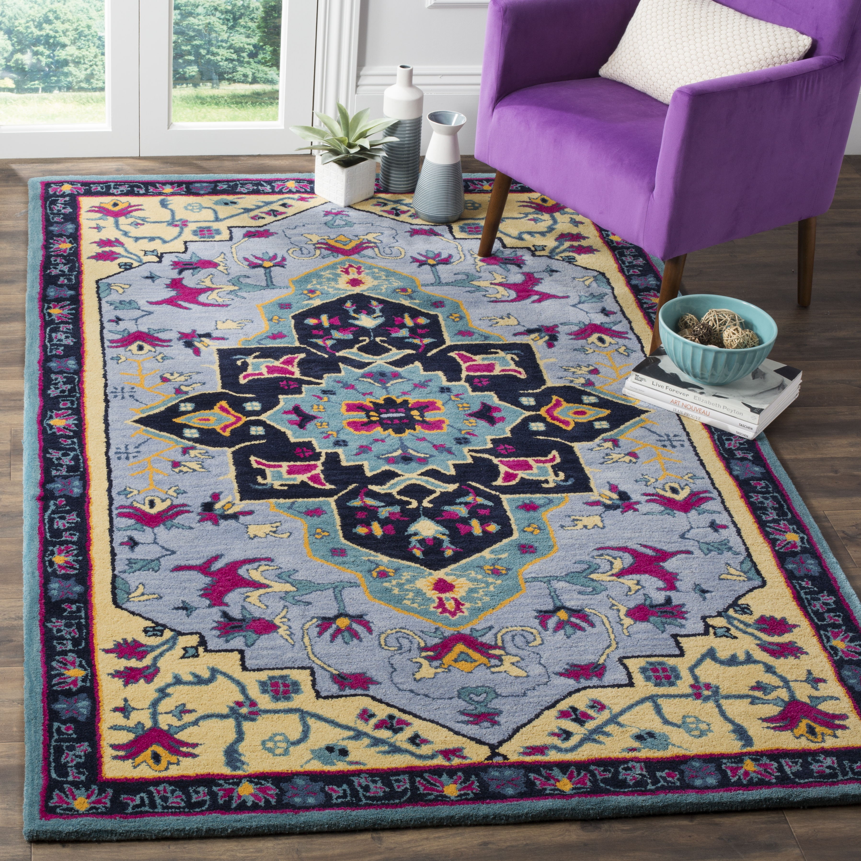 Arlo Home Hand Tufted Area Rug, BLG506B, Light Blue/Multi,  5' X 8' - Image 1