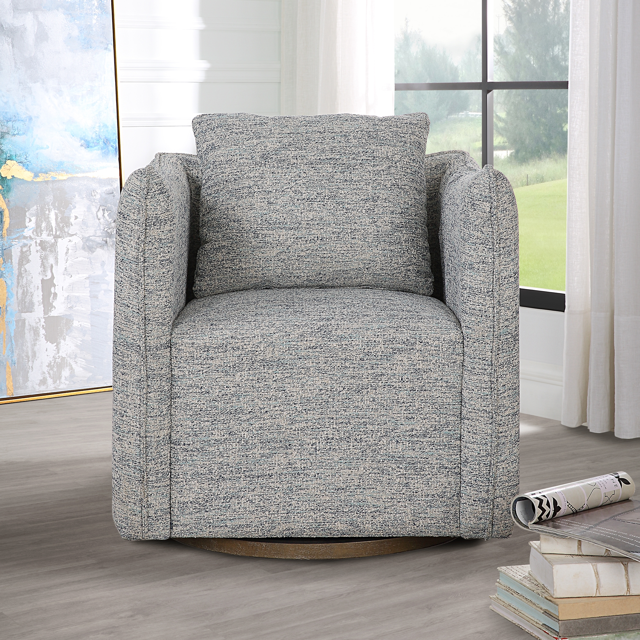 Corben Blue Swivel Chair - Image 2