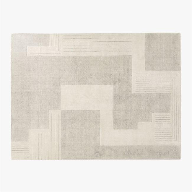 Larso Hand-Tufted White Wool-Blend Area Rug 9'x12' - Image 0
