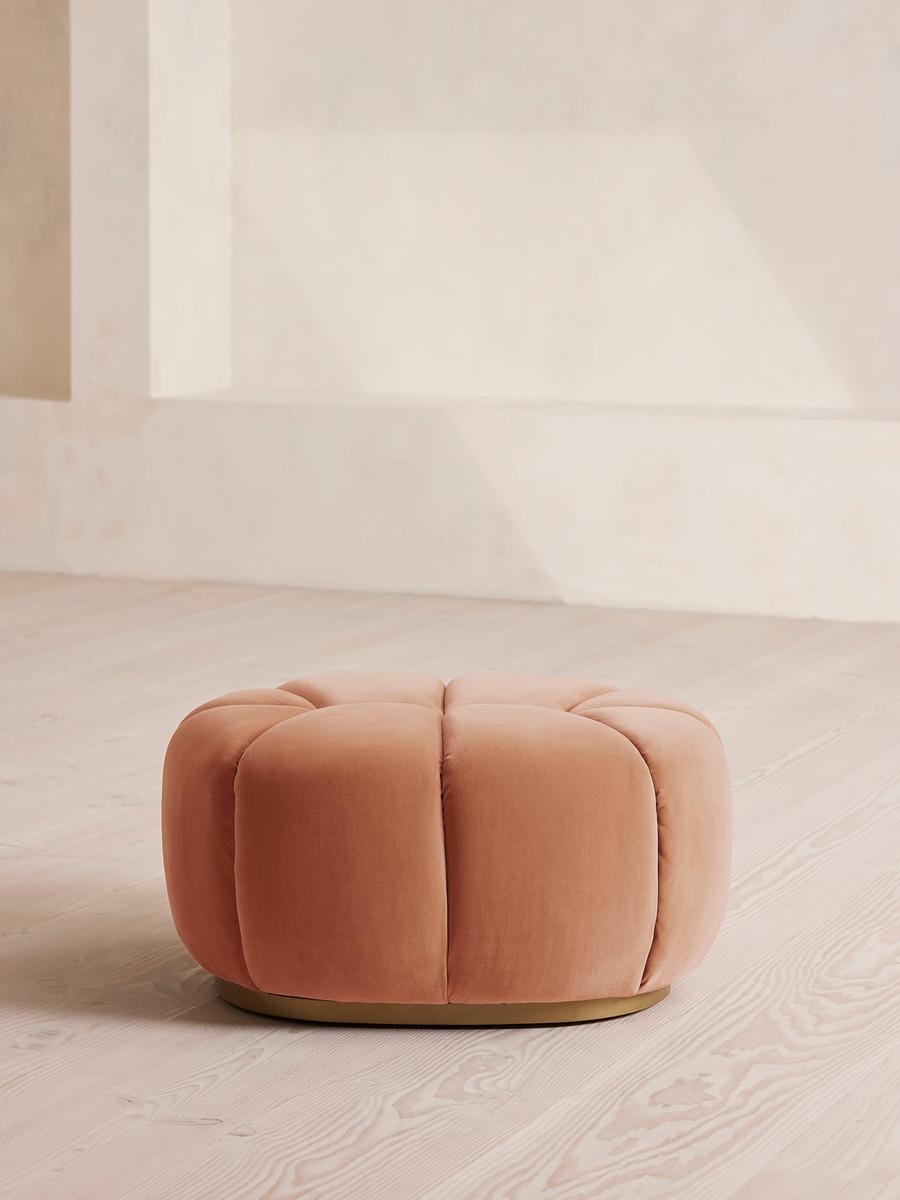 Garret Footstool, Velvet, Antique Rose, US - Image 0