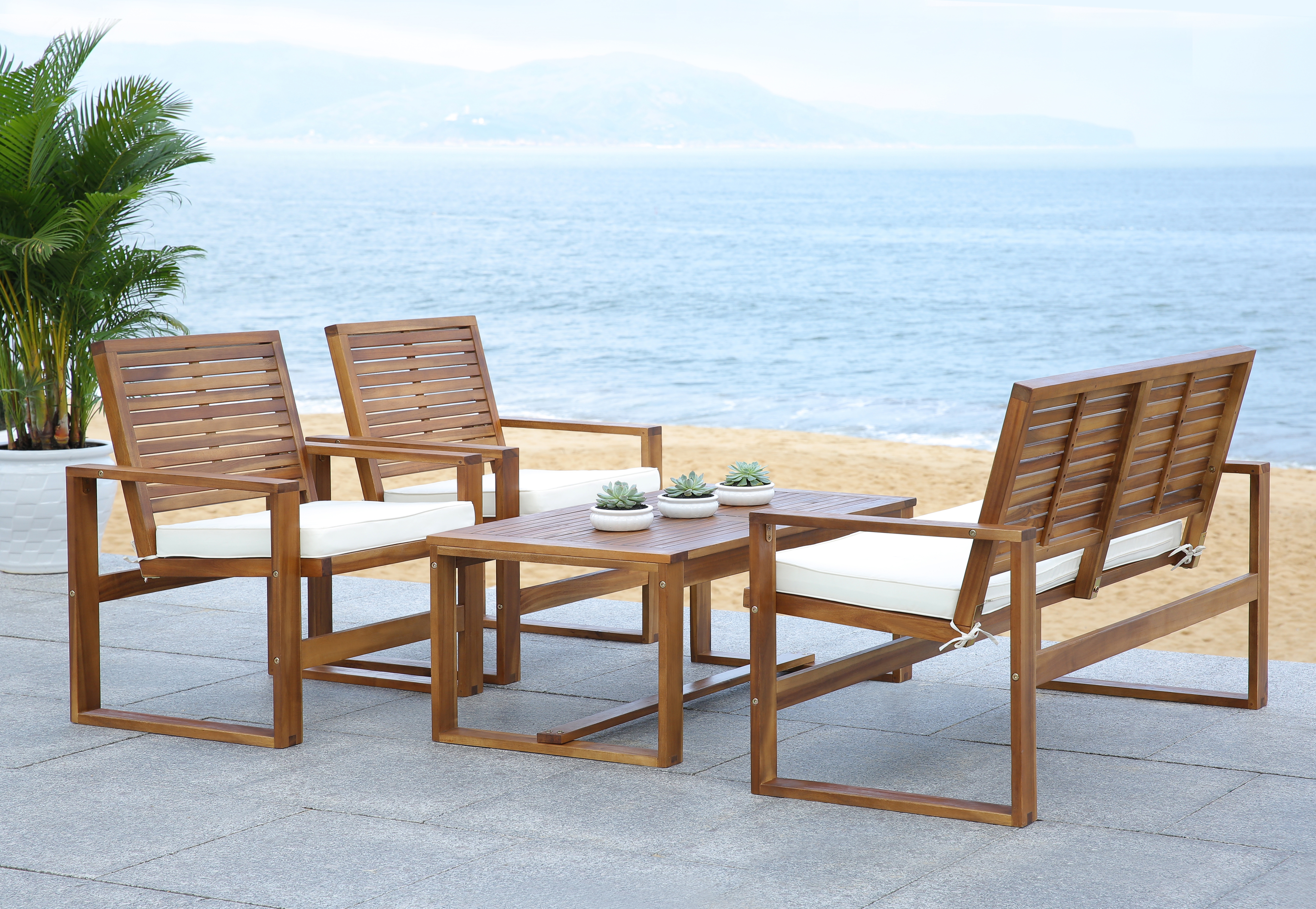 Ozark 4 Piece Outdoor Living Set - Natural - Safavieh - Image 7