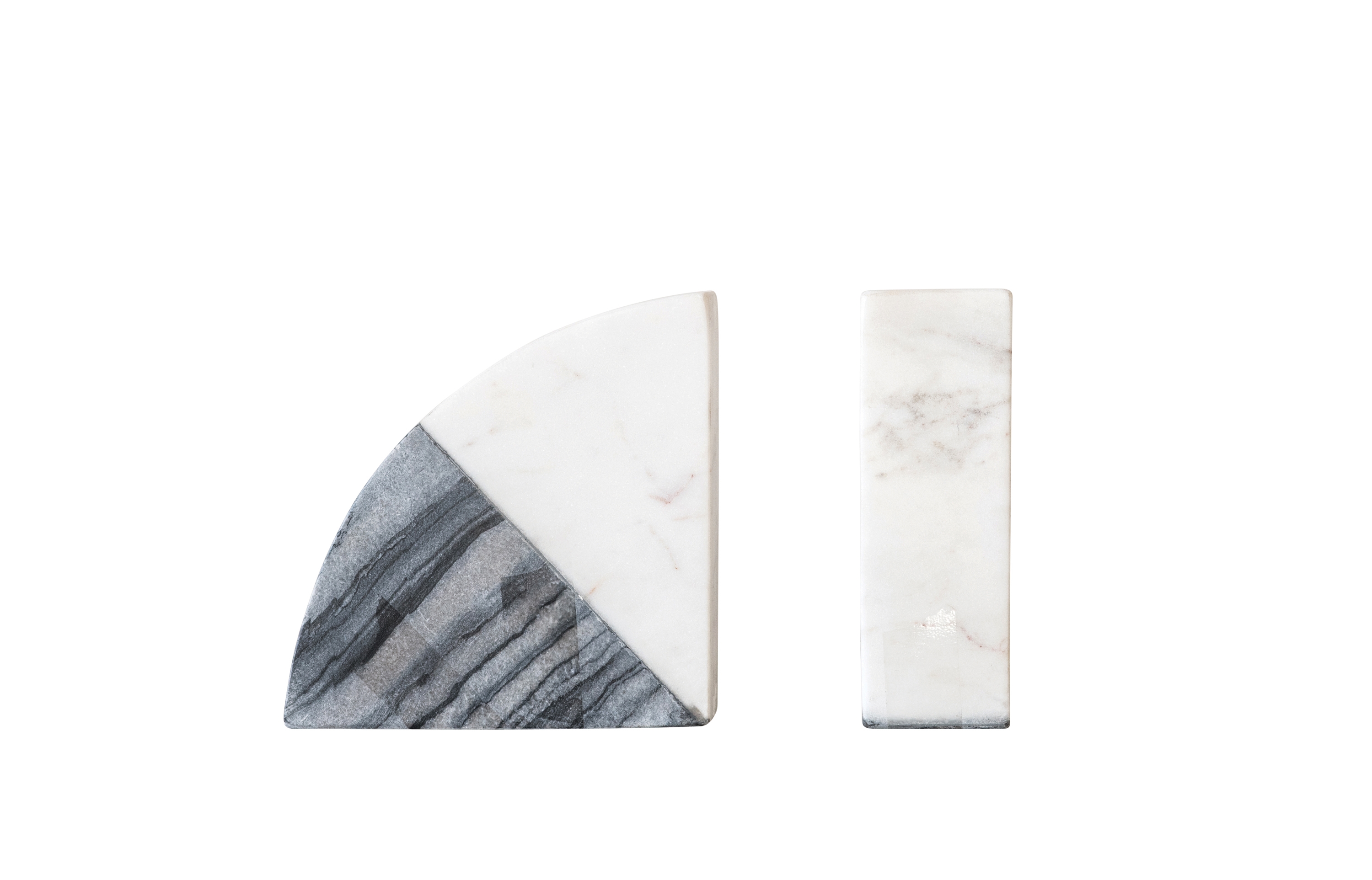 Wedge Marble Bookends, White & Gray,  Set of 2 - Image 0