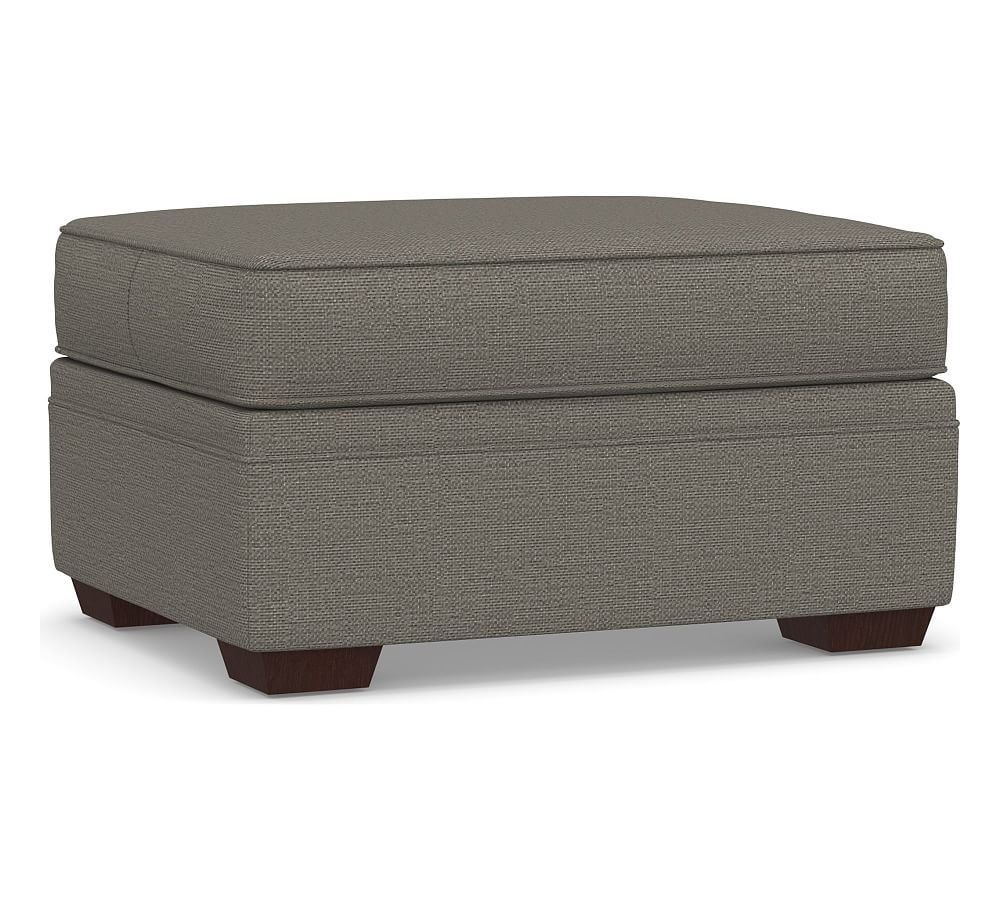 Pearce Upholstered Storage Ottoman, Polyester Wrapped Cushions, Chunky Basketweave Metal - Image 0