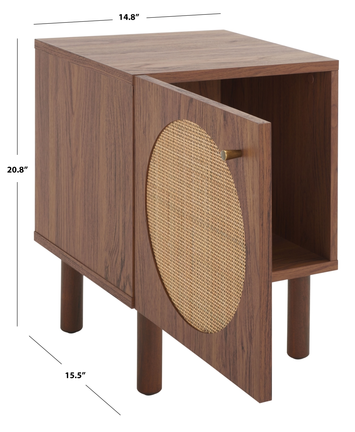 Ophelia 1 Door Nightstand - Walnut / Natural - Safavieh - Image 9