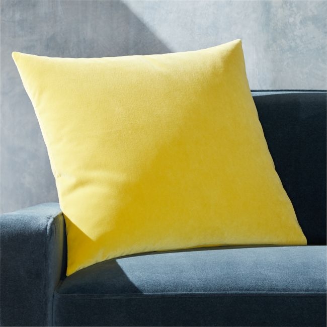 Pernell Velvet Yellow Pillow with Feather-Down Insert 23" - Image 0