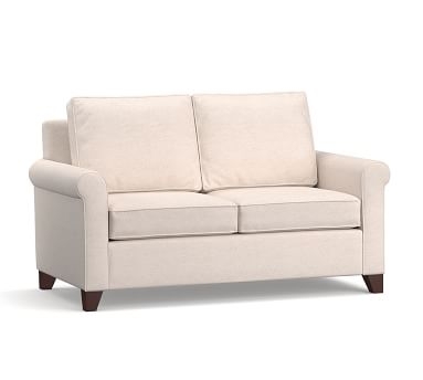 Cameron Roll Arm Upholstered Loveseat 63", Polyester Wrapped Cushions, Performance Heathered Basketweave Alabaster White - Image 4