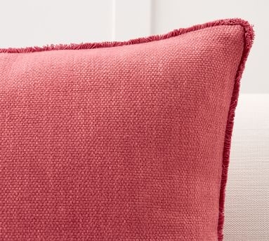 Willa Fringe Textured Pillow Cover, 22", Strawberry - Image 2