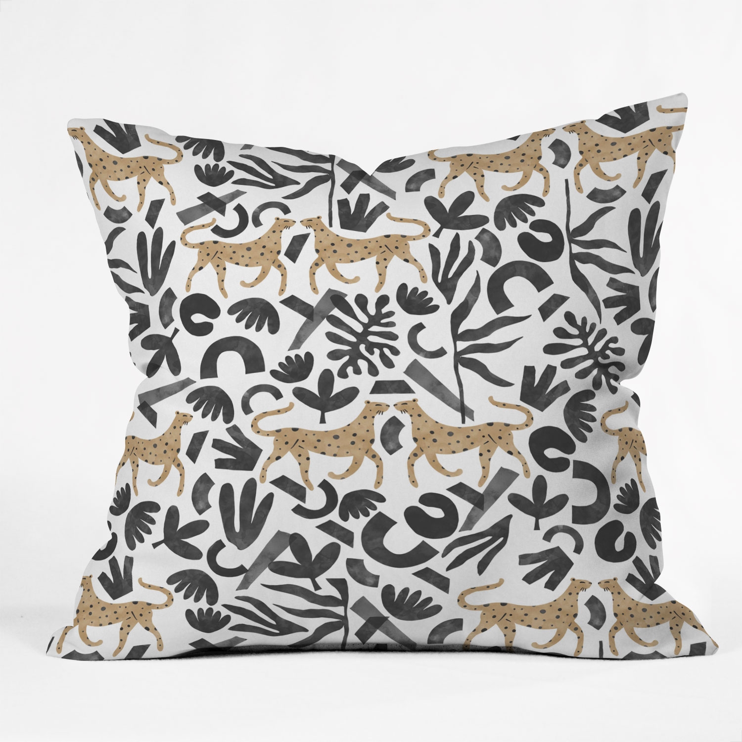 Leopards In Modern Nature by Marta Barragan Camarasa - Outdoor Throw Pillow 18" x 18" - Image 0