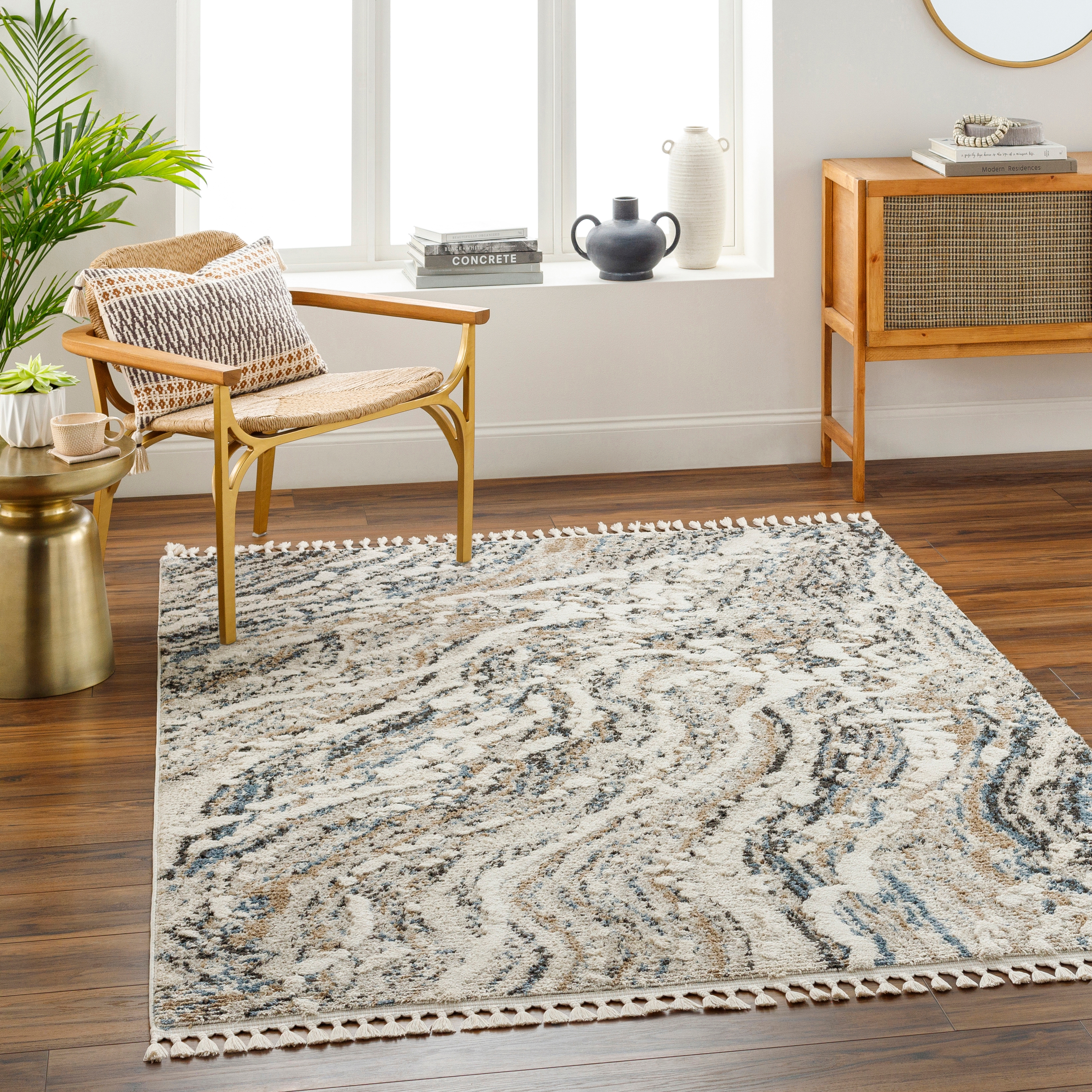 Rudy Beige Indoor 9'2" x 12' Machine Woven Rug - Image 1