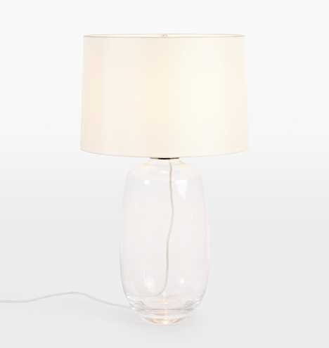 Audrey Clear Glass Table Lamp with White Silk Shade - Image 0