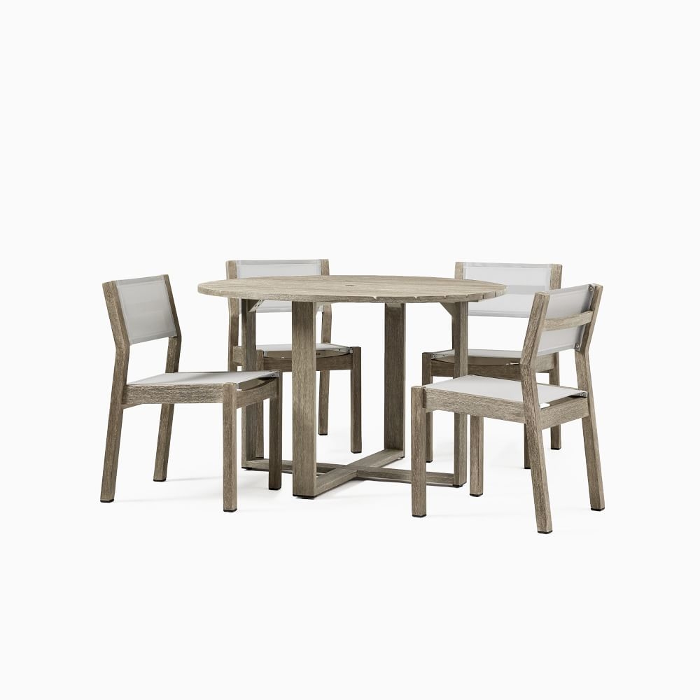 Portside Outdoor 48 in Drop Leaf Dining Table, Driftwood - Image 7