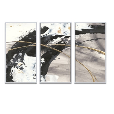 Glam Painted Arcs I - Modern & Contemporary Framed Canvas Wall Art Set Of 3 - Image 0