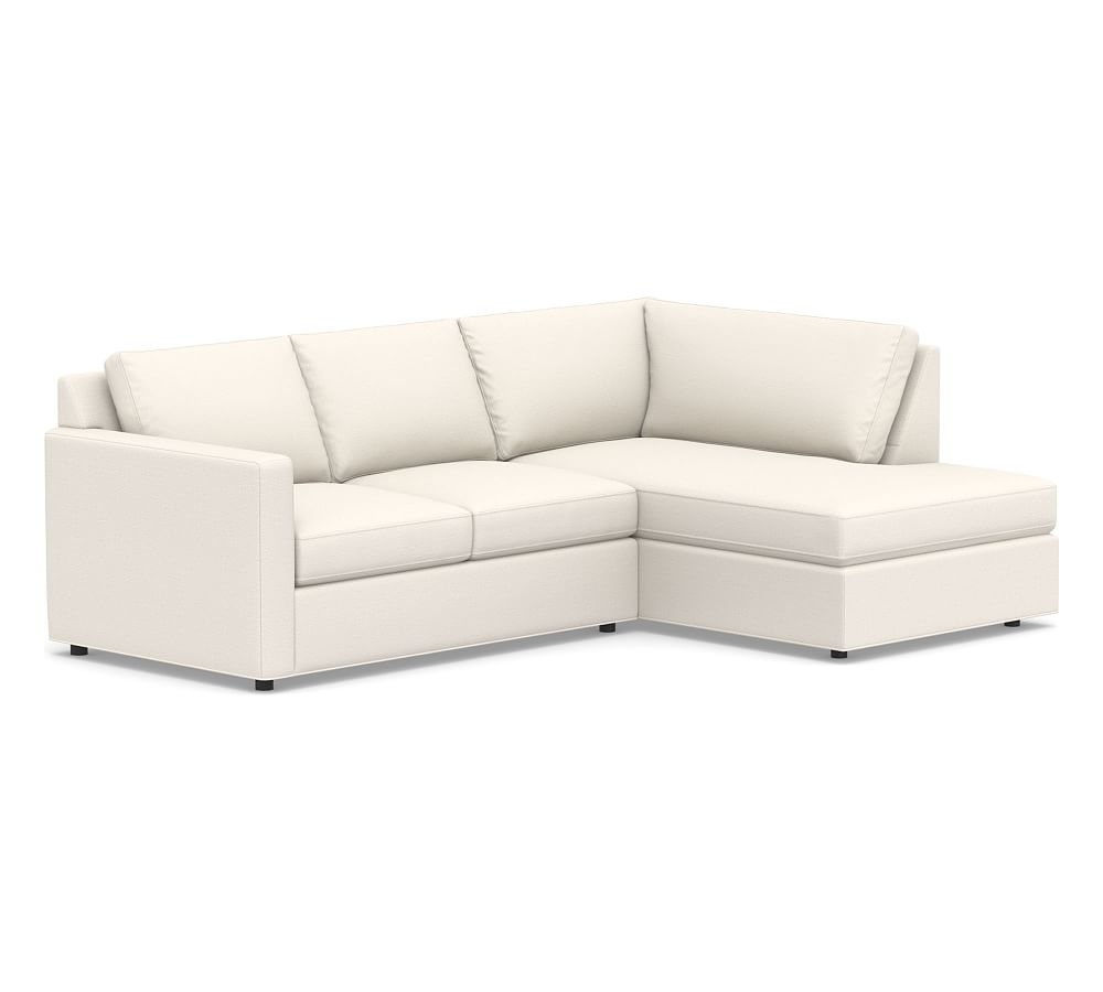 Sanford Square Arm Upholstered Left Sofa Return Bumper Sectional, Polyester Wrapped Cushions, Performance Chateau Basketweave Ivory - Image 0