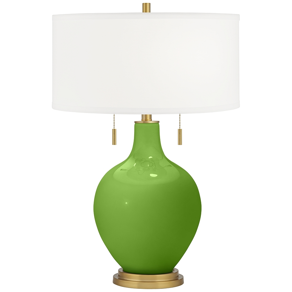 Color Plus Toby 28" High Brass and Rosemary Green Glass Table Lamp - Image 0