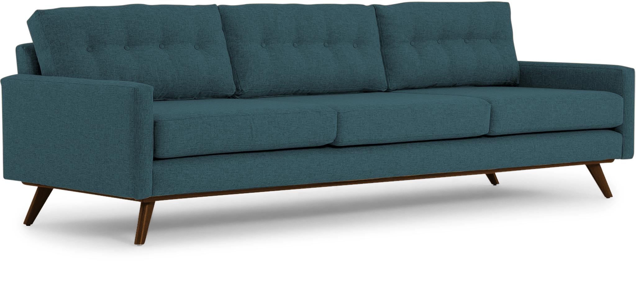 Blue Hopson Mid Century Modern Grand Sofa - Sunbrella Premier Lagoon - Mocha - Image 1