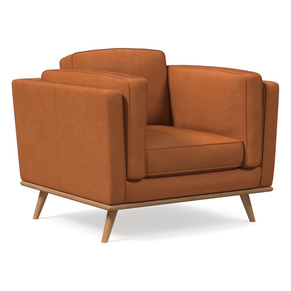 Zander Chair, Down Blend, Vegan Leather, Saddle, Almond - Image 0