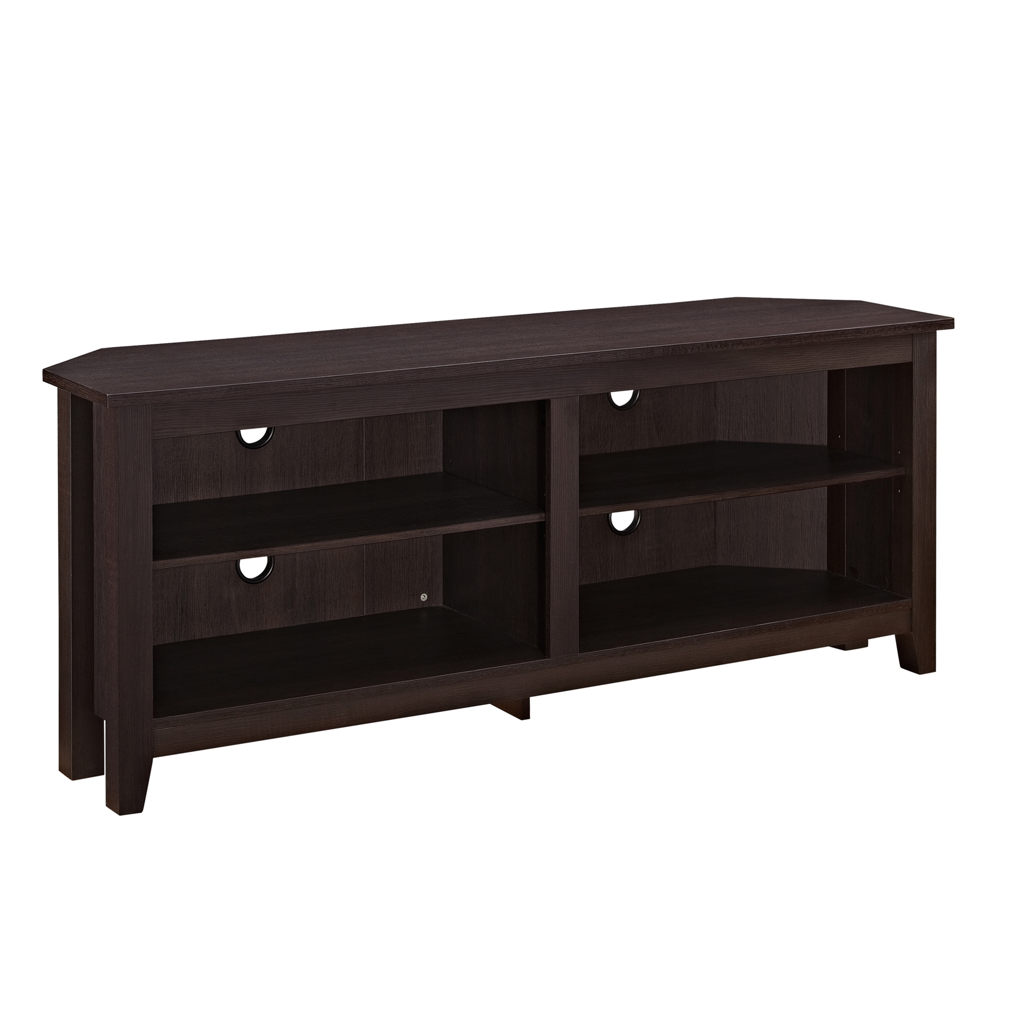 58" Transitional Wood Corner TV Stand - Espresso - Image 0