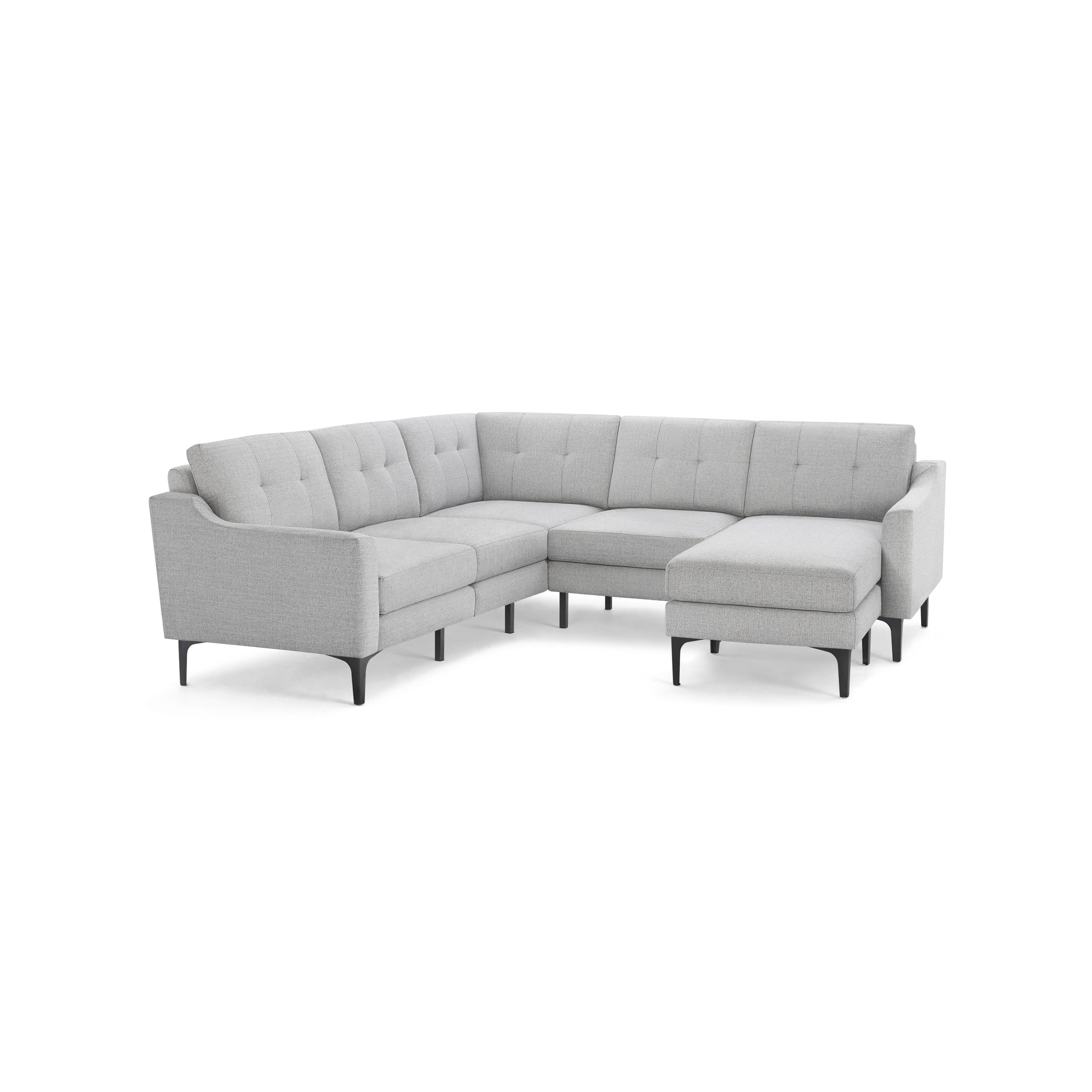 Nomad 5-Seat Corner Sectional with Chaise - Crushed Gravel - Performance Chenille / Black - Metal / Slope - Image 0