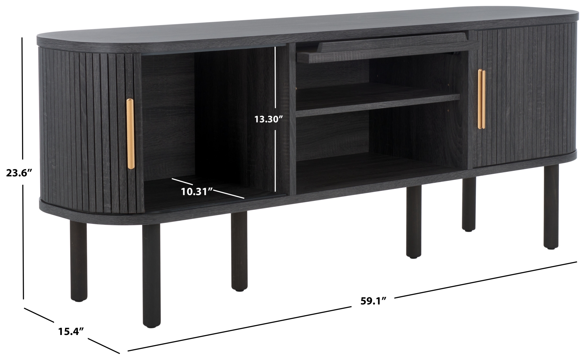 Tealla Media Stand - Distressed Black / Gold - Safavieh - Image 9