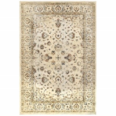 5’ X 8’ Ivory And Gold Distressed Indoor Area Rug - Image 0