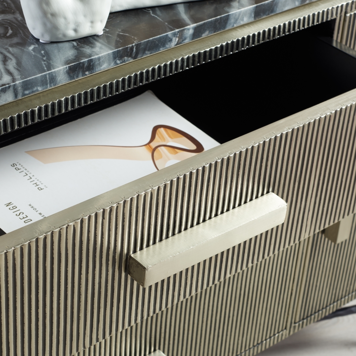 Everlyse Marble Top Sideboard - Silver - Image 2