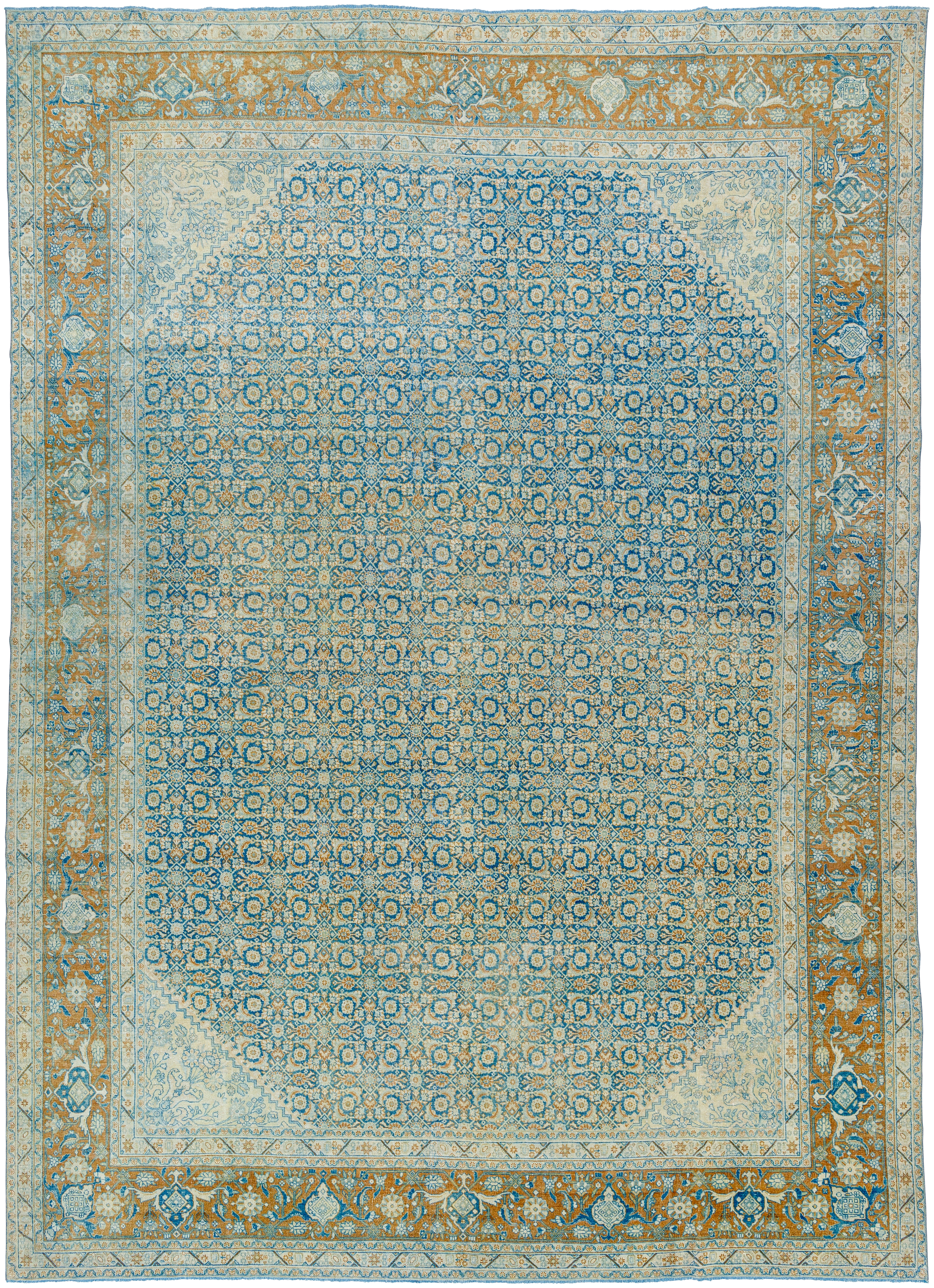 Antique One of a Kind Green Indoor 10'2" x 13'6" Handmade Rug - Image 0