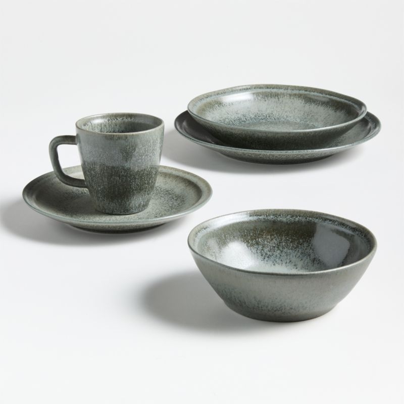 Prairie Moss Green Recycled Stoneware Salad Plates, Set of 8 - Image 5