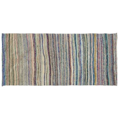 One-of-a-Kind Fenmore Hand-Knotted Before 1900 Hemp Blue/Brown 5'1" x 10'7" Runner Area Rug - Image 0