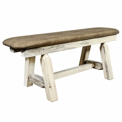 Citronelle Faux Leather Wood Bench - Image 0