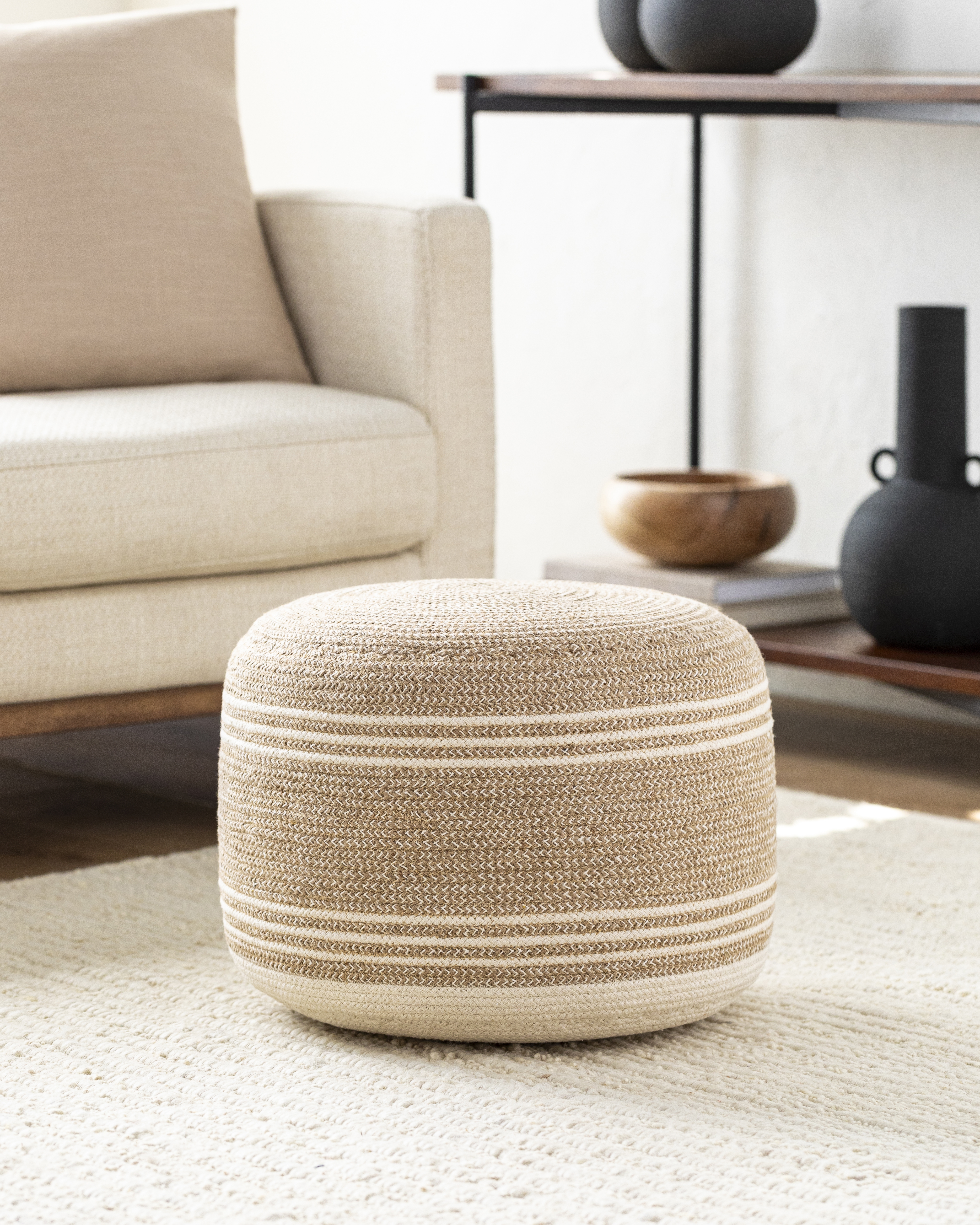Livabliss Frankfurt Woven Pouf - Image 1
