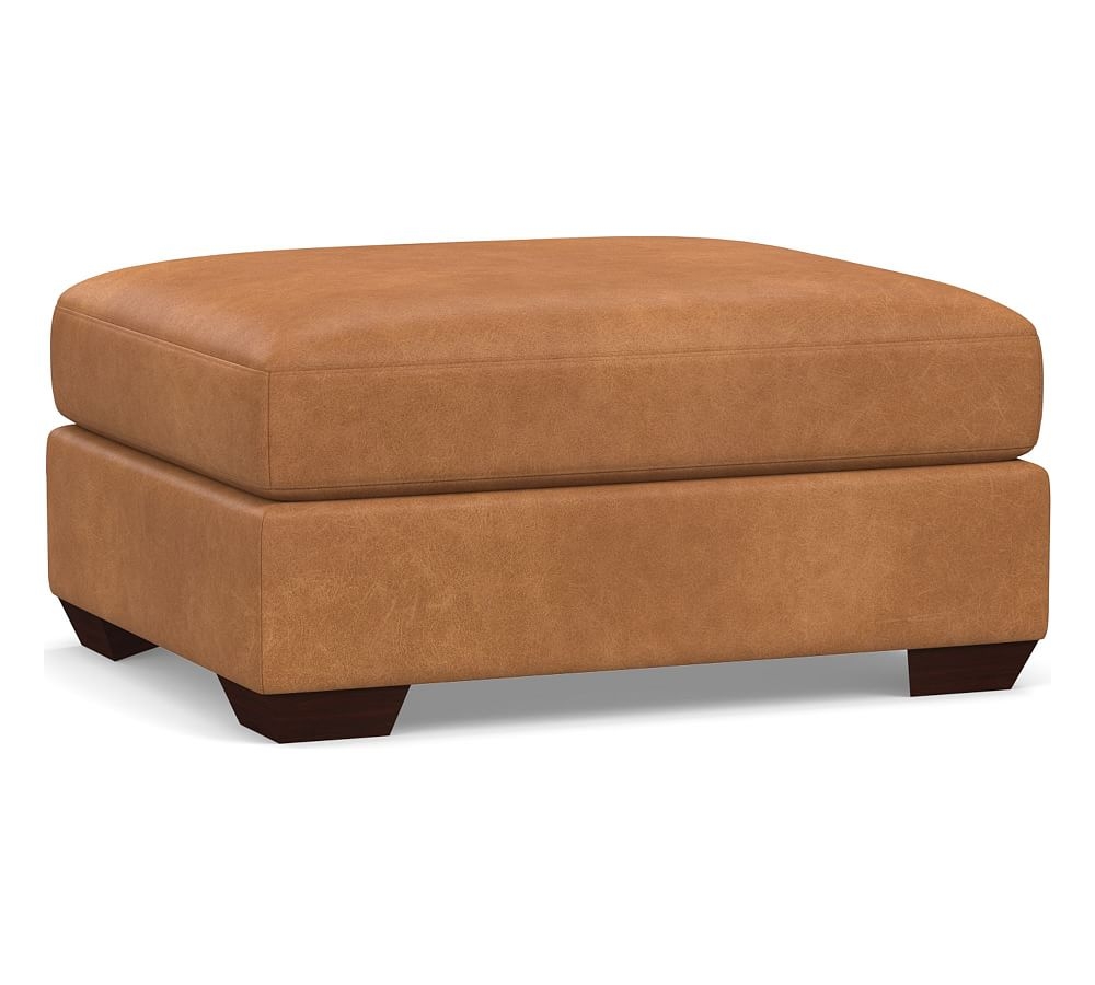 Big Sur Slope Arm Leather Sectional Floater Ottoman, Down Blend Wrapped Cushions, Churchfield Camel - Image 0