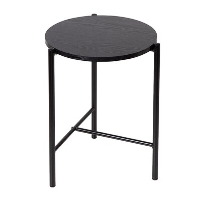 Round Side Table With T-Pattern Base, Black - Image 0