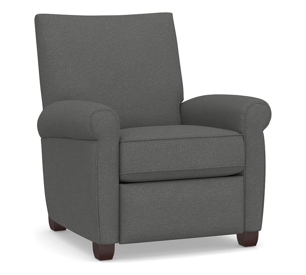 Grayson Roll Arm Upholstered Recliner, Polyester Wrapped Cushions, Park Weave Charcoal - Image 0