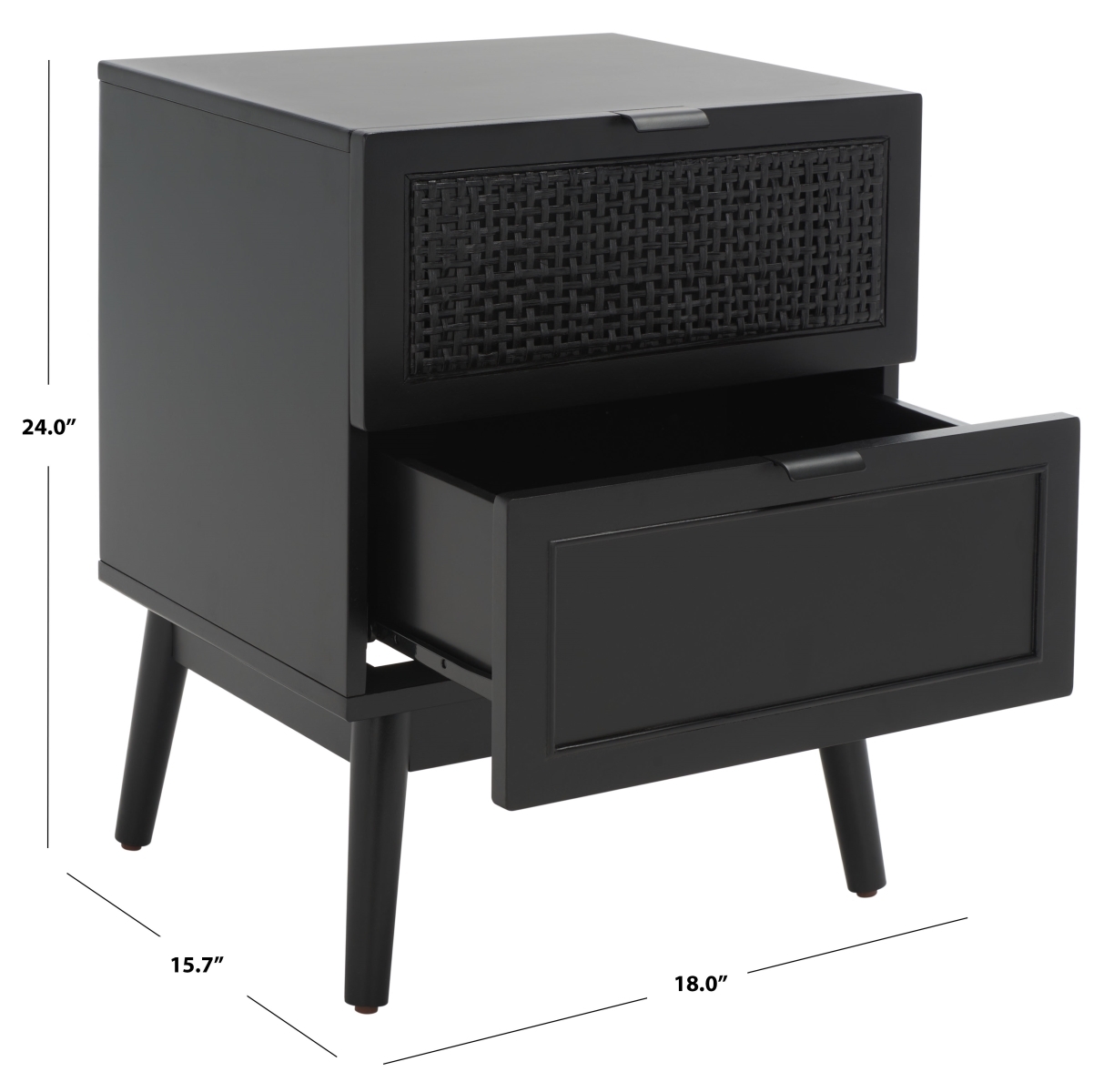 Baisley 2 Drawer Rattan Nightstand - Black - Safavieh - Image 9