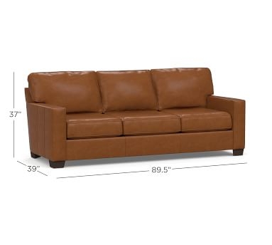 Buchanan Square Arm Leather Sofa 83.5", Polyester Wrapped Cushions, Statesville Toffee - Image 4