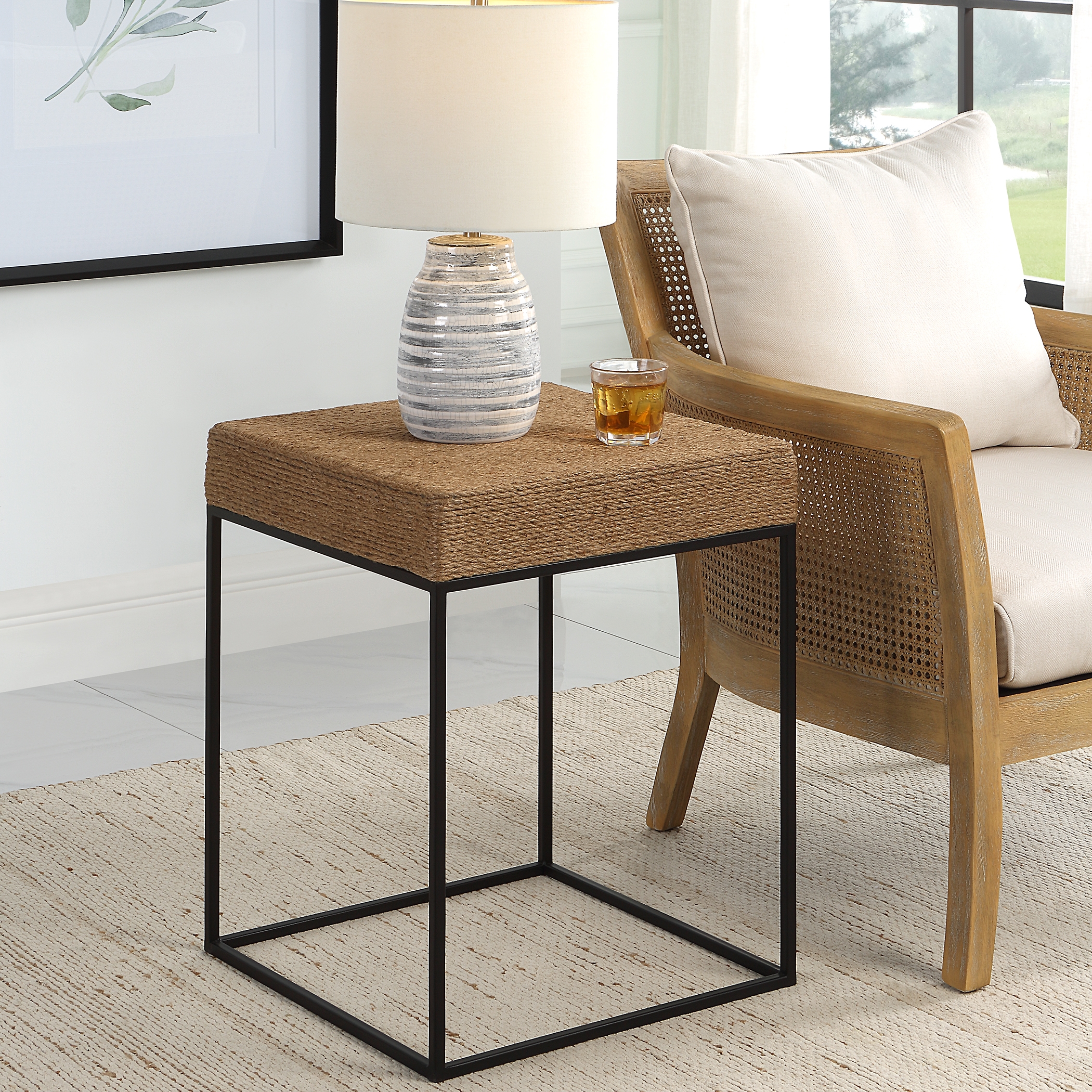 Laramie Rustic Rope Accent Table - Image 1