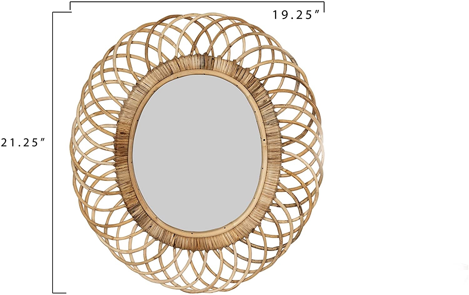 Oval Woven Bamboo Wall Mirror - Image 5