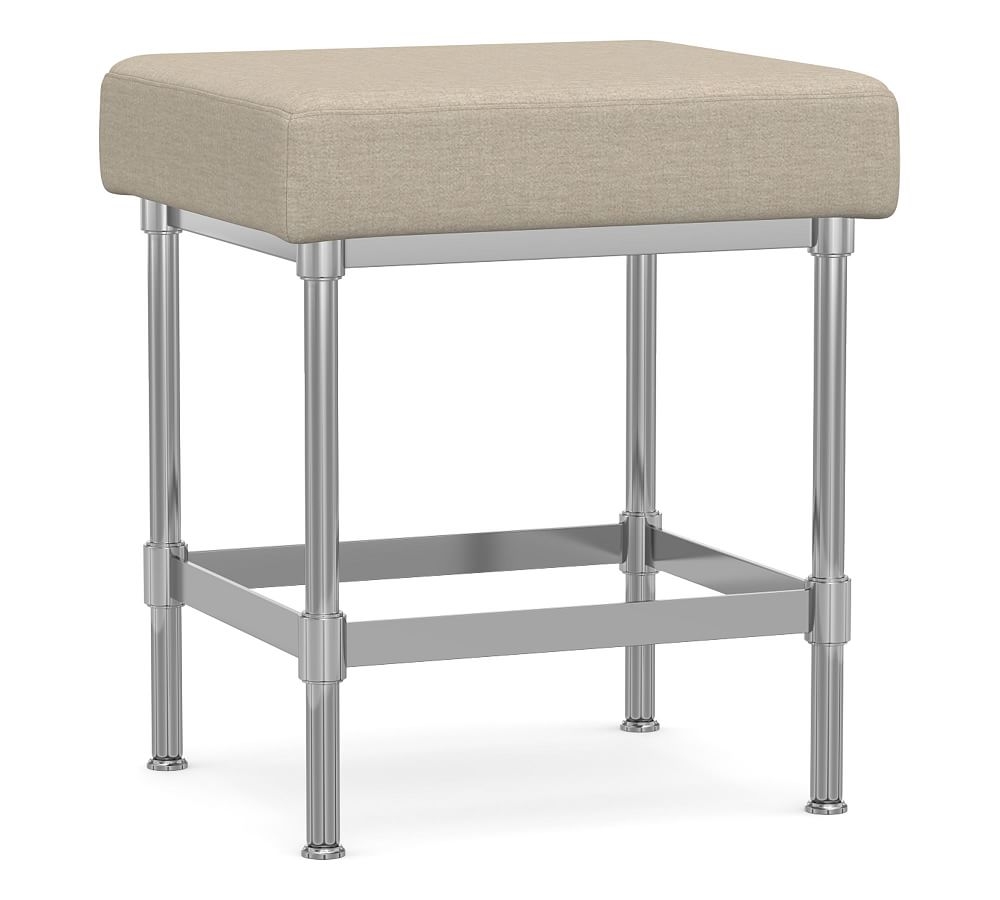 Natural Metal Bath Stool V1 IDS : Polished Stainless Steel : Brushed Crossweave - Image 0