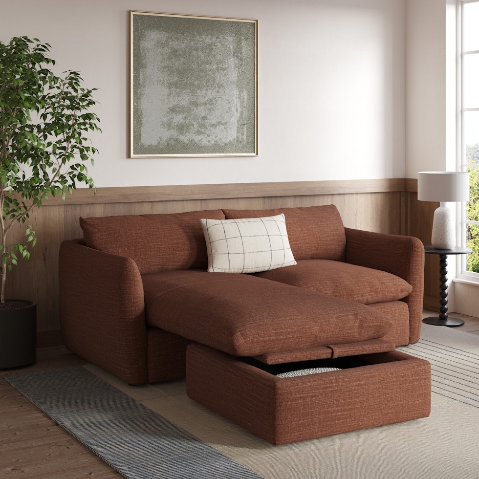 Leigh 86" Reversible Storage Sleeper Sectional - Napa Rust - Image 1