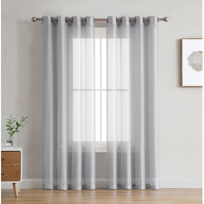 Highlawn Solid Color Sheer Grommet Curtain Panels - Image 0