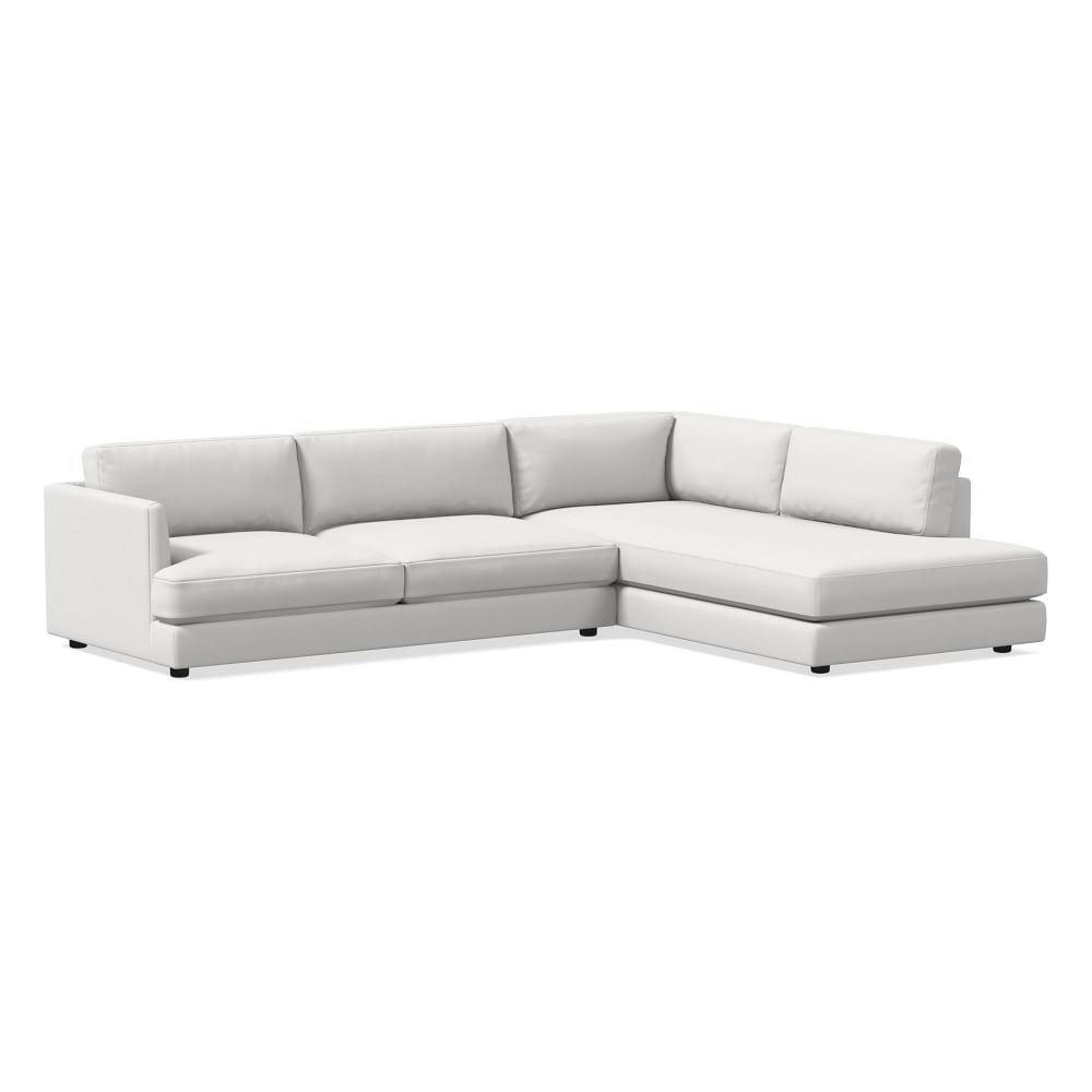Haven 113" Right Multi Seat 2-Piece Bumper Chaise Sectional, Extra Deep Depth, Performance Washed Canvas, White - Image 0