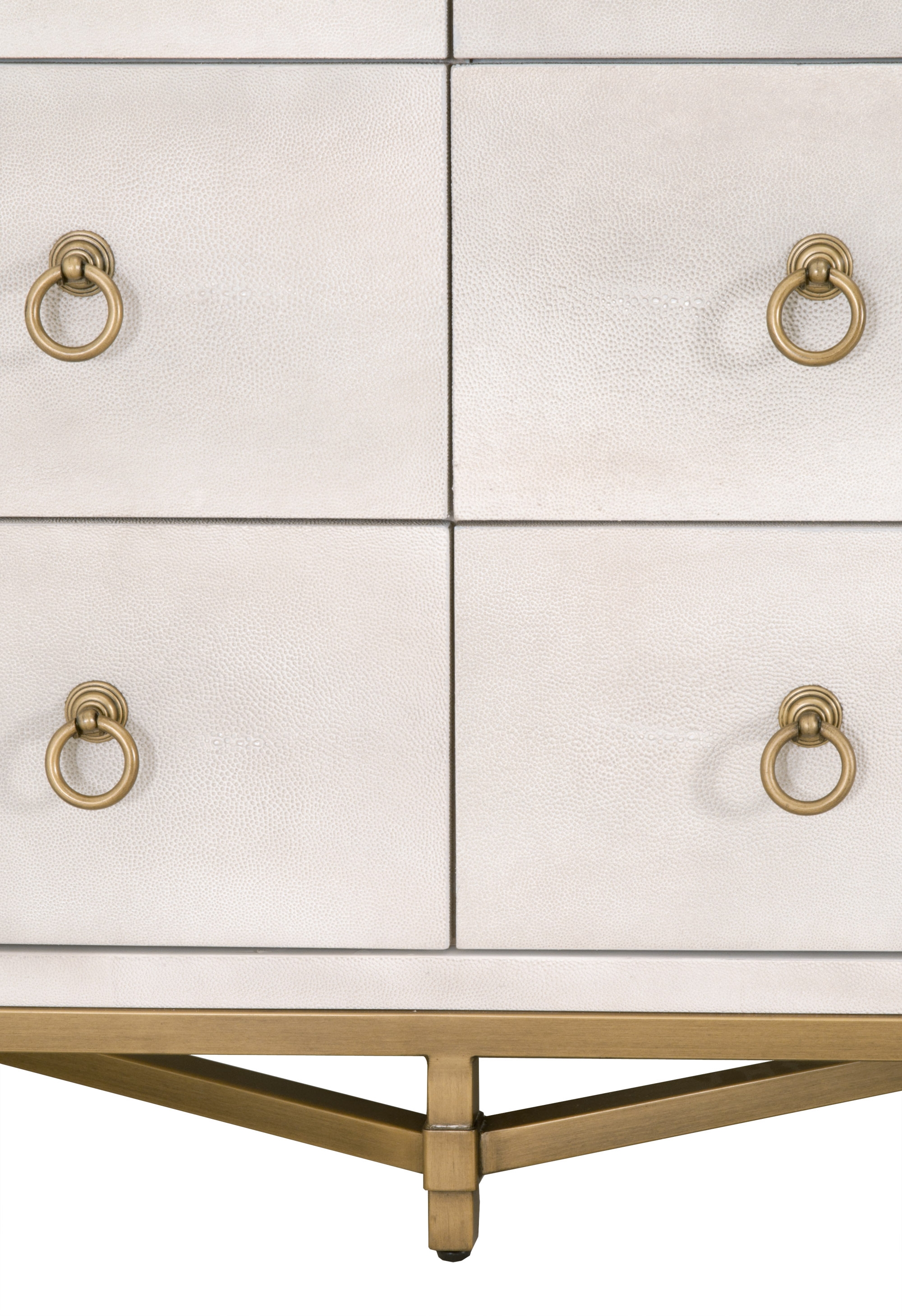 Colette Shagreen 6-Drawer Double Dresser, White & Gold - Image 8