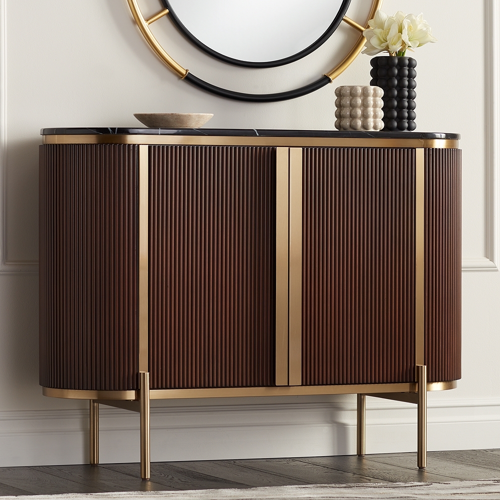 55 Downing Street Ludwig 47 1/4" Brown and Black Marble Accent Chest - Image 0