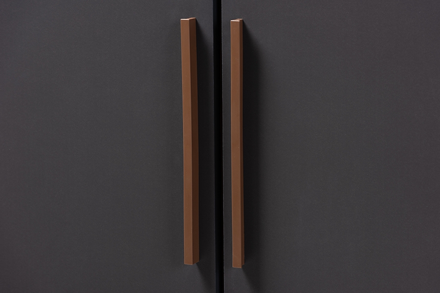 Rikke Modern and Contemporary Two-Tone Gray and Walnut Finished Wood 7-Shelf Wardrobe Storage Cabinet - Image 5