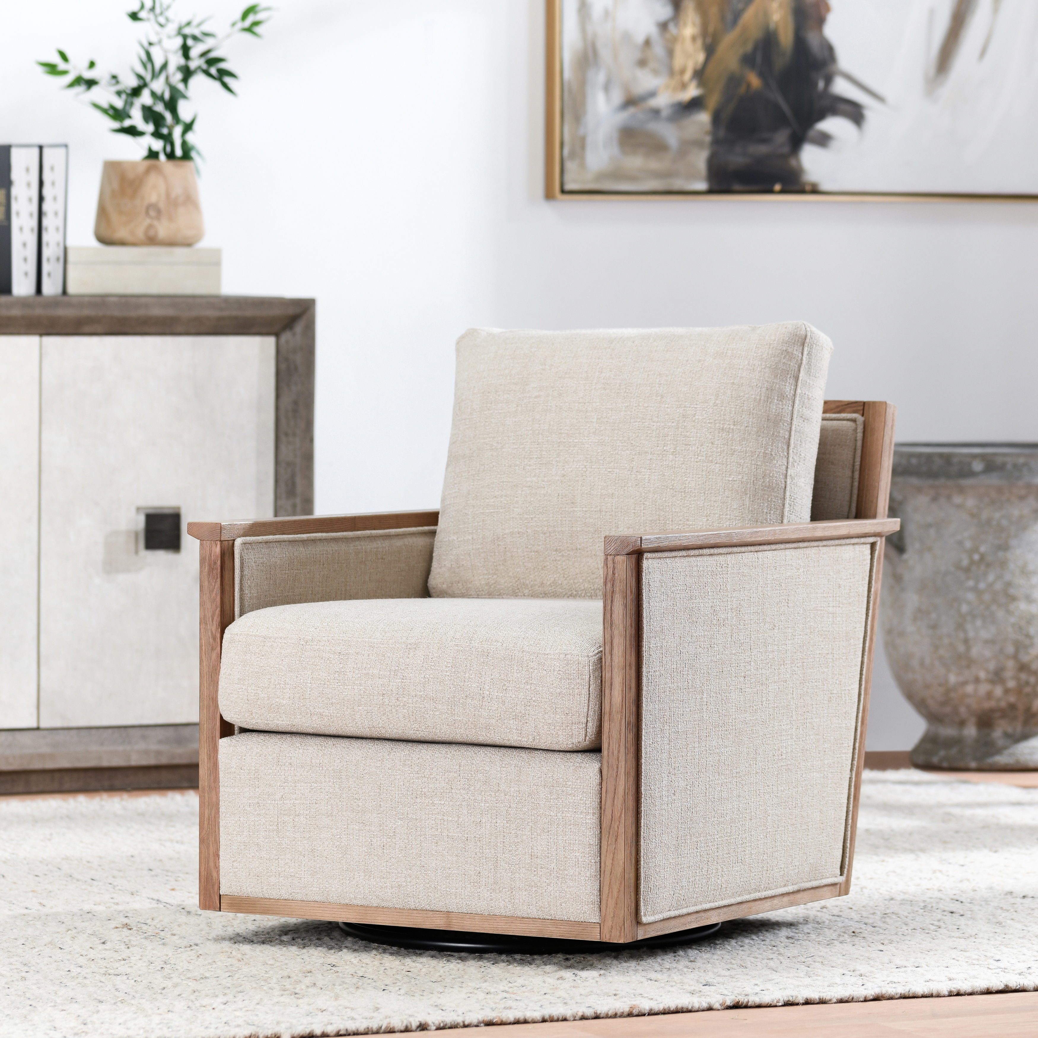 Norman Swivel Accent Chair Natural - Image 6