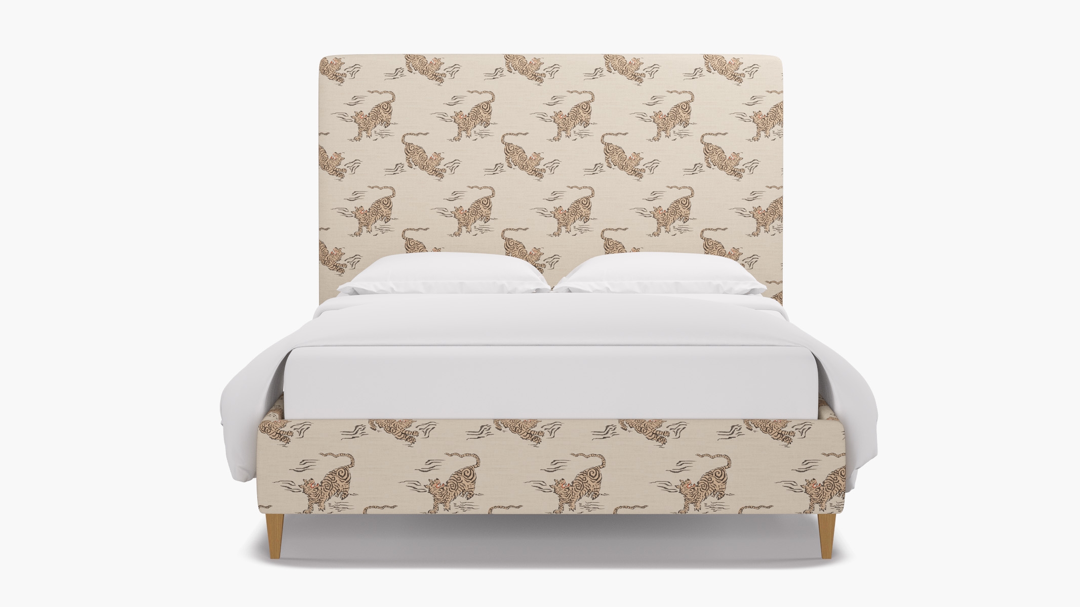 Classic Bed, Canvas Tigresse, Natural Square Tapered Leg, Twin - Image 0