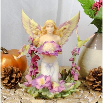 Trinx Margarita Faith Fairy Naiad Purple Flower Goddess With Hummingbirds Statue 5.75" Tall Fantasy Magic Faerie Garden Figurine Miniature - Image 0
