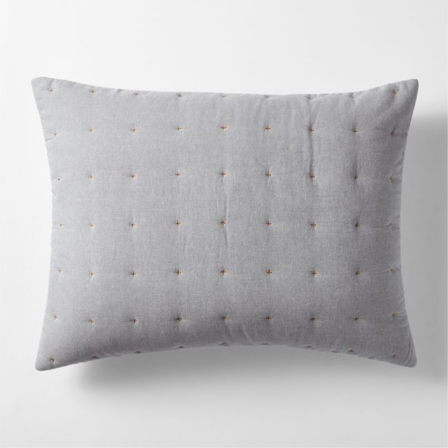 Classic Chambray Pewter Grey Cotton Kids Pillow Sham - Image 0