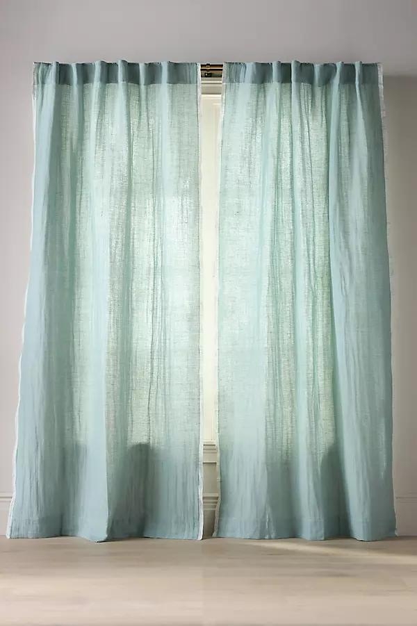 Linen Cotton Fringed Stripe Trim Curtain - Image 0